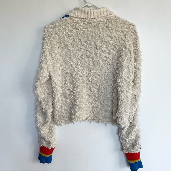 Free People Marshmallow Striped Mock Neck Pullover 1/2 Zip Rainbow Beige XS - Picture 5 of 11